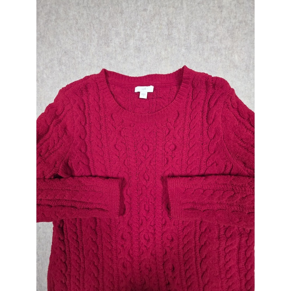 J.Jill Cable Knit Sweater  Red Large Long Sleeve Tunic Pullover Cozy‎